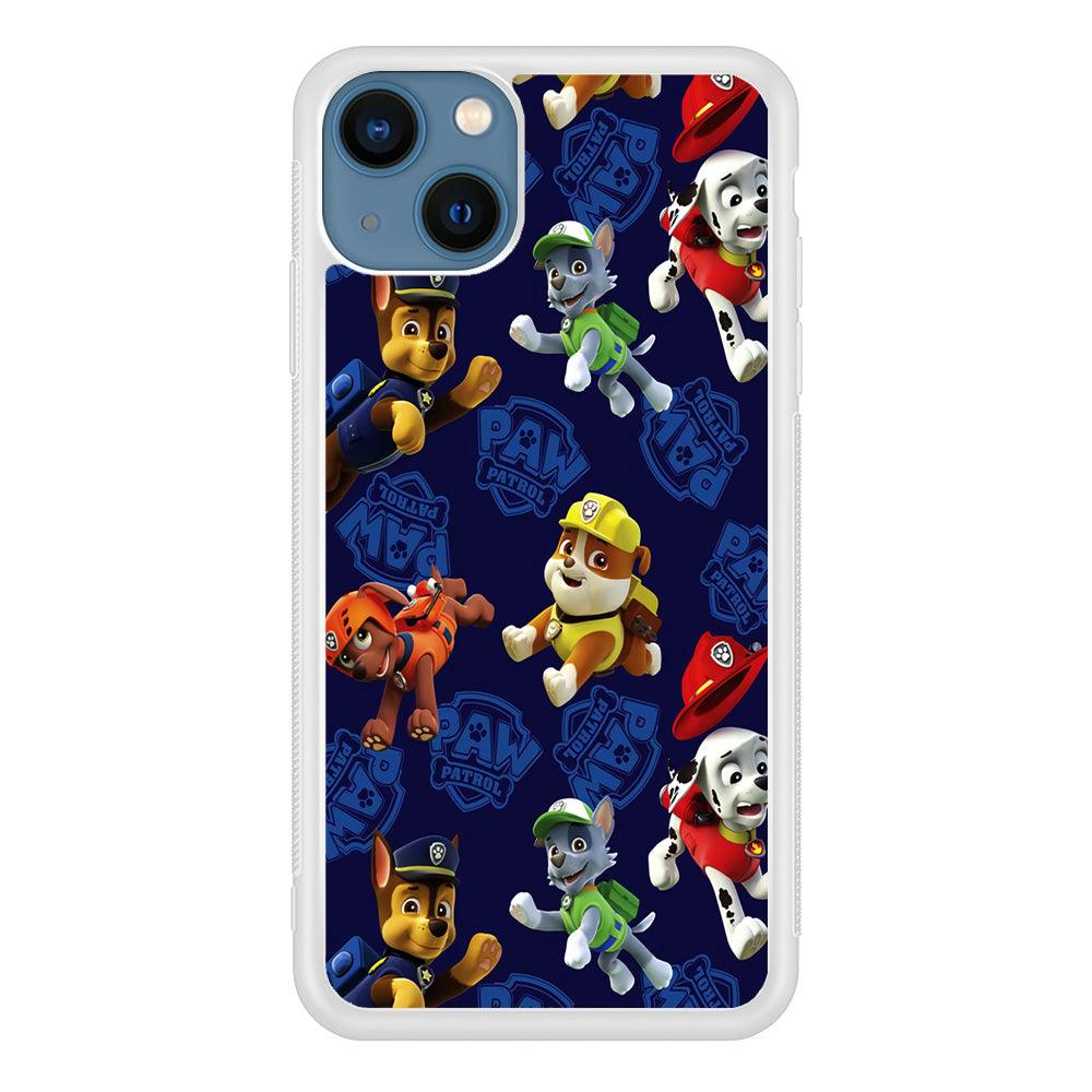 Paw Patrol Patern Blue iPhone 13 Case-Rubber / White (2D Case)-Xtracase