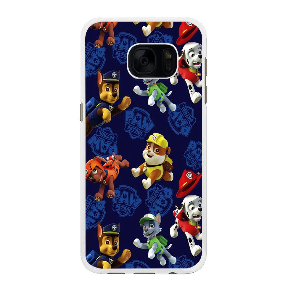 Paw Patrol Patern Blue Samsung Galaxy S7 Edge Case-Rubber / White (2D Case)-Xtracase
