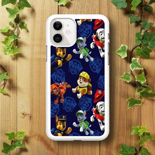 Paw Patrol Patern Blue iPhone 11 Case-Rubber / White (2D Case)-Xtracase
