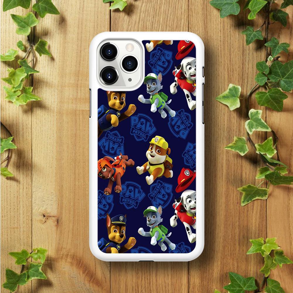 Paw Patrol Patern Blue iPhone 11 Pro Case-Rubber / White (2D Case)-Xtracase