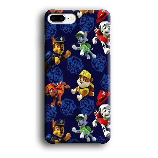 Paw Patrol Patern Blue iPhone 8 Plus Case-Plastic / Full Wrap (3D Case)-Xtracase