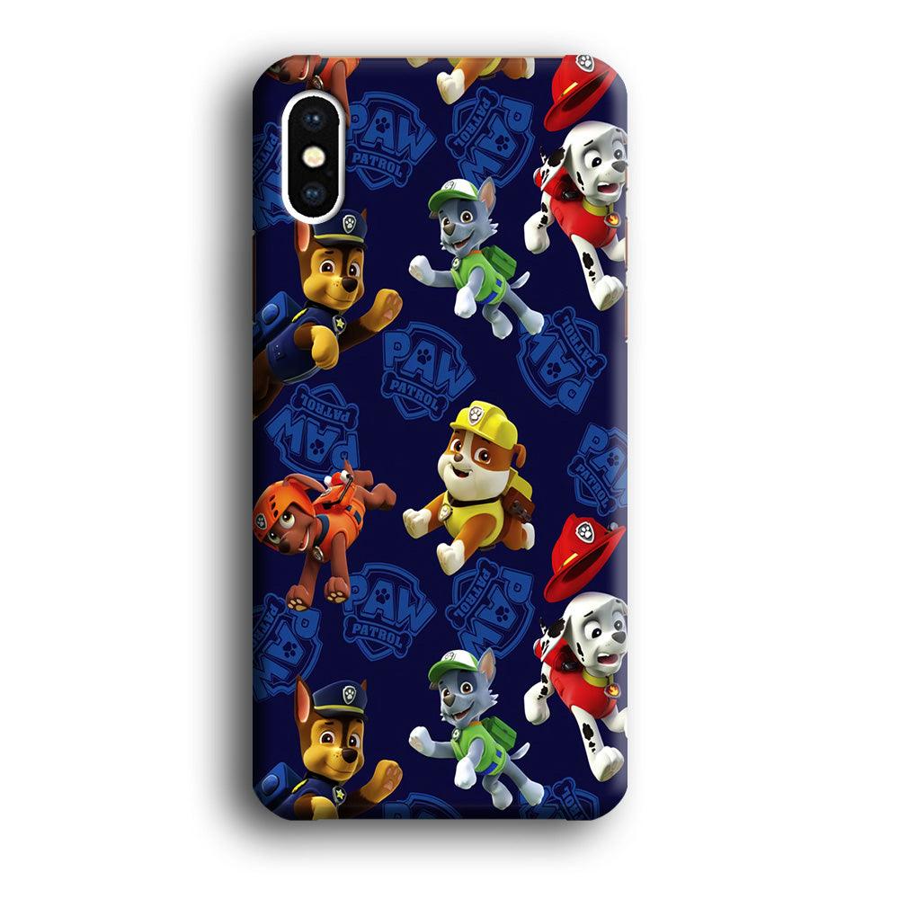 Paw Patrol Patern Blue iPhone X Case-Plastic / Full Wrap (3D Case)-Xtracase