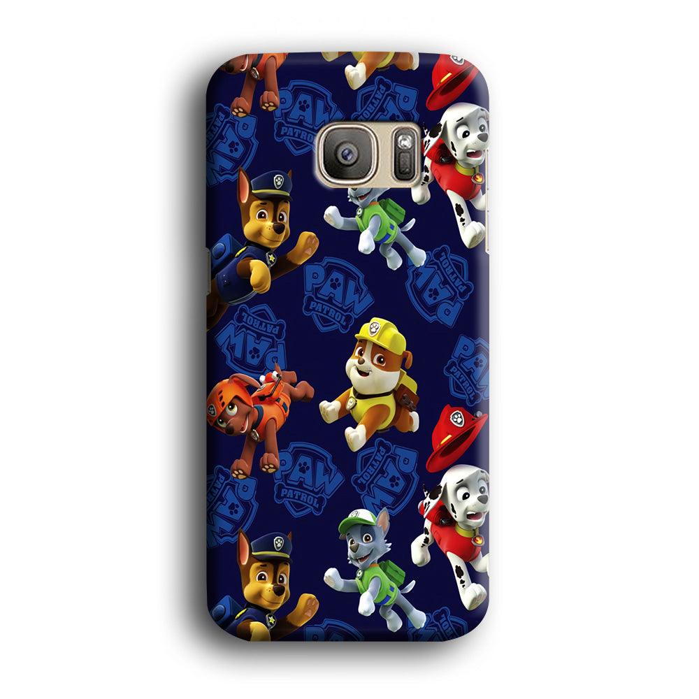 Paw Patrol Patern Blue Samsung Galaxy S7 Edge Case-Plastic / Full Wrap (3D Case)-Xtracase