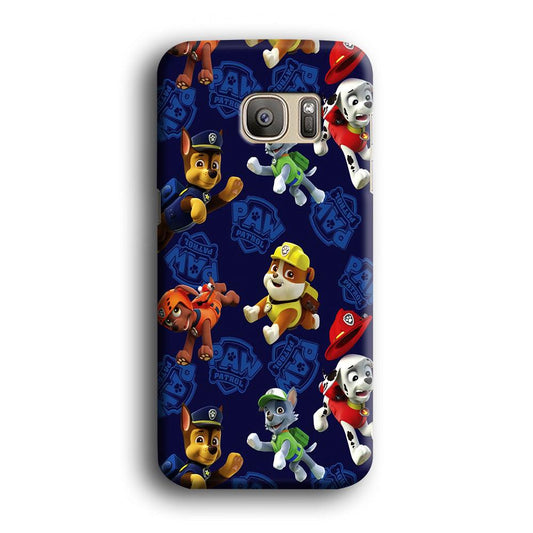 Paw Patrol Patern Blue Samsung Galaxy S7 Edge Case-Plastic / Full Wrap (3D Case)-Xtracase
