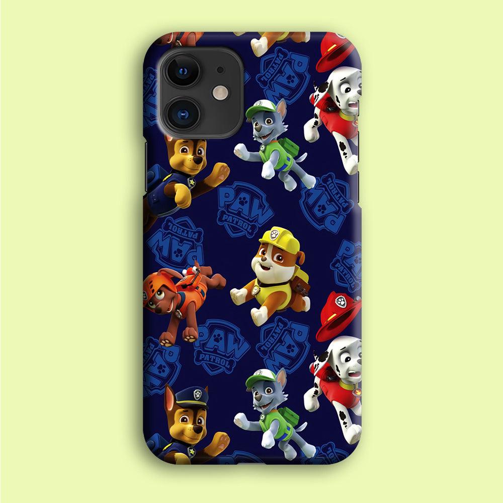 Paw Patrol Patern Blue iPhone 12 Mini Case-Plastic / Full Wrap (3D Case)-Xtracase