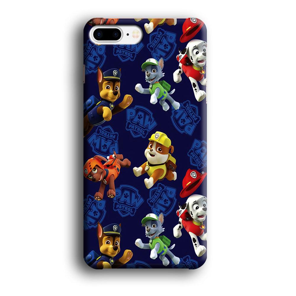 Paw Patrol Patern Blue iPhone 7 Plus Case-Plastic / Full Wrap (3D Case)-Xtracase