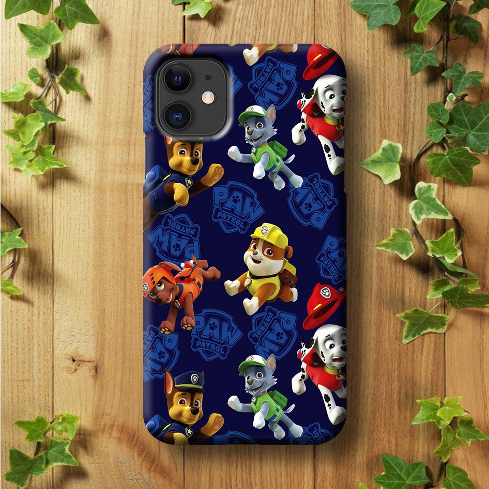 Paw Patrol Patern Blue iPhone 11 Case-Plastic / Full Wrap (3D Case)-Xtracase