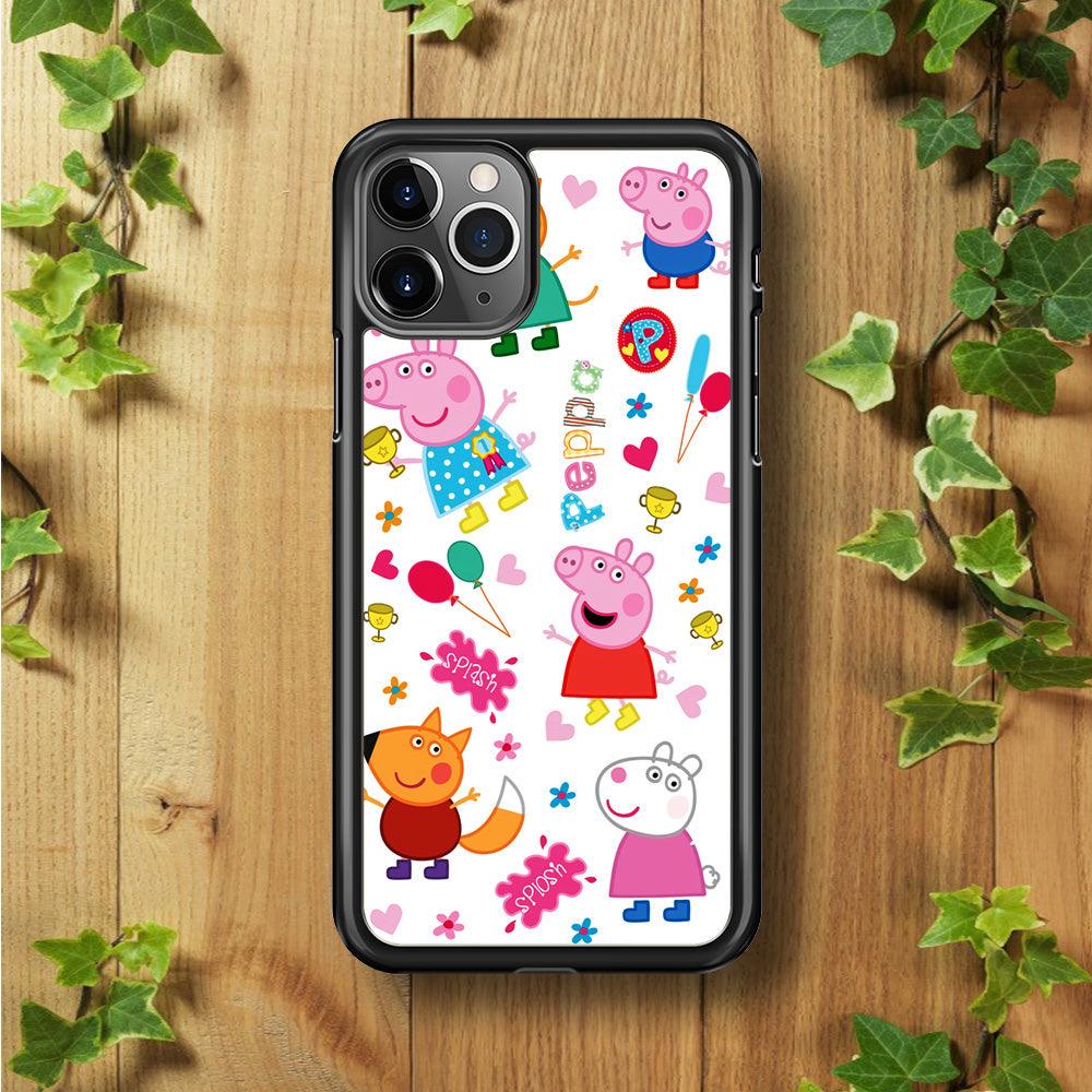 Peppa Pig and Friend iPhone 11 Pro Case-Rubber / Black (2D Case)-Xtracase
