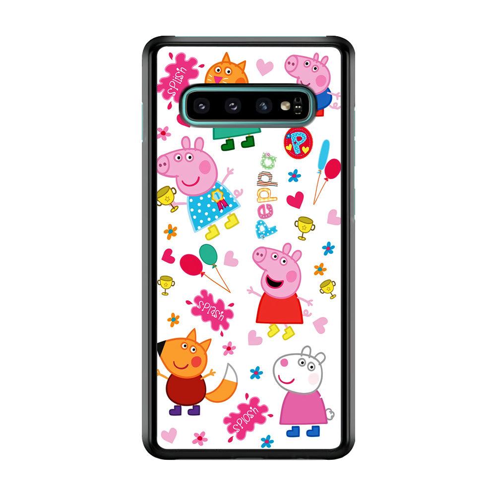 Peppa Pig and Friend Samsung Galaxy S10 Case-Rubber / White (2D Case)-Xtracase