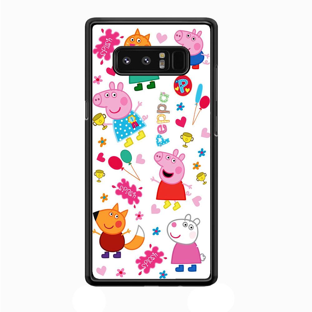 Peppa Pig and Friend Samsung Galaxy Note 8 Case-Rubber / White (2D Case)-Xtracase