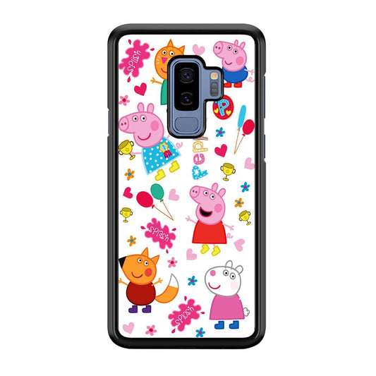 Peppa Pig and Friend Samsung Galaxy S9 Plus Case-Rubber / Black (2D Case)-Xtracase