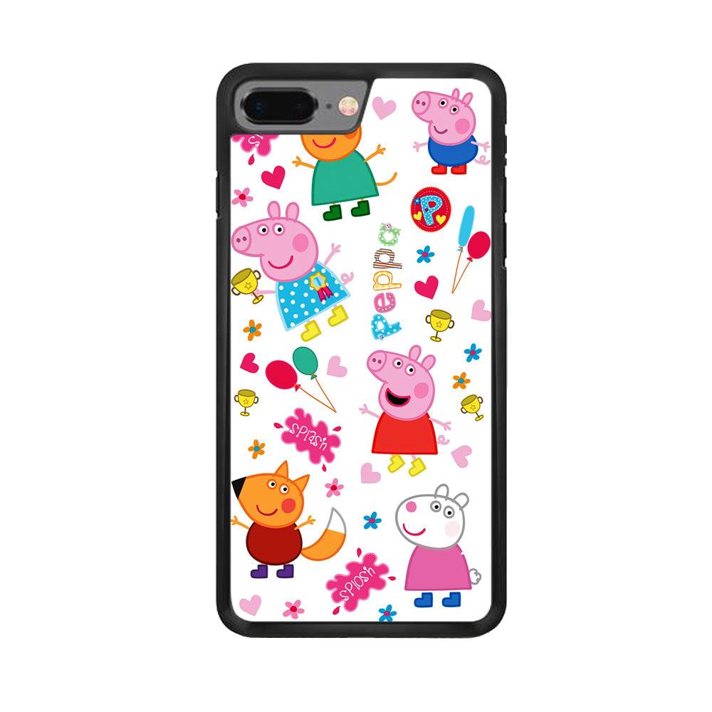 Peppa Pig and Friend iPhone 7 Plus Case-Rubber / Black (2D Case)-Xtracase