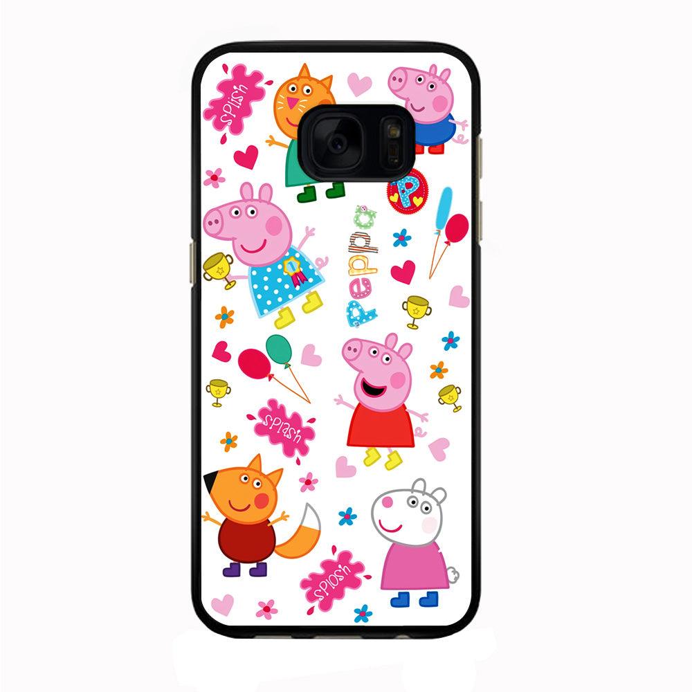 Peppa Pig and Friend Samsung Galaxy S7 Edge Case-Rubber / Black (2D Case)-Xtracase