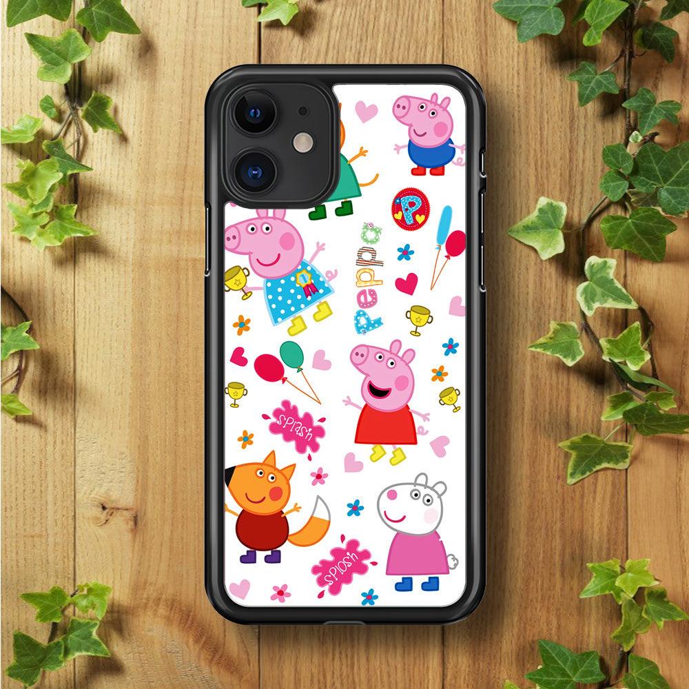 Peppa Pig and Friend iPhone 11 Case-Rubber / Black (2D Case)-Xtracase