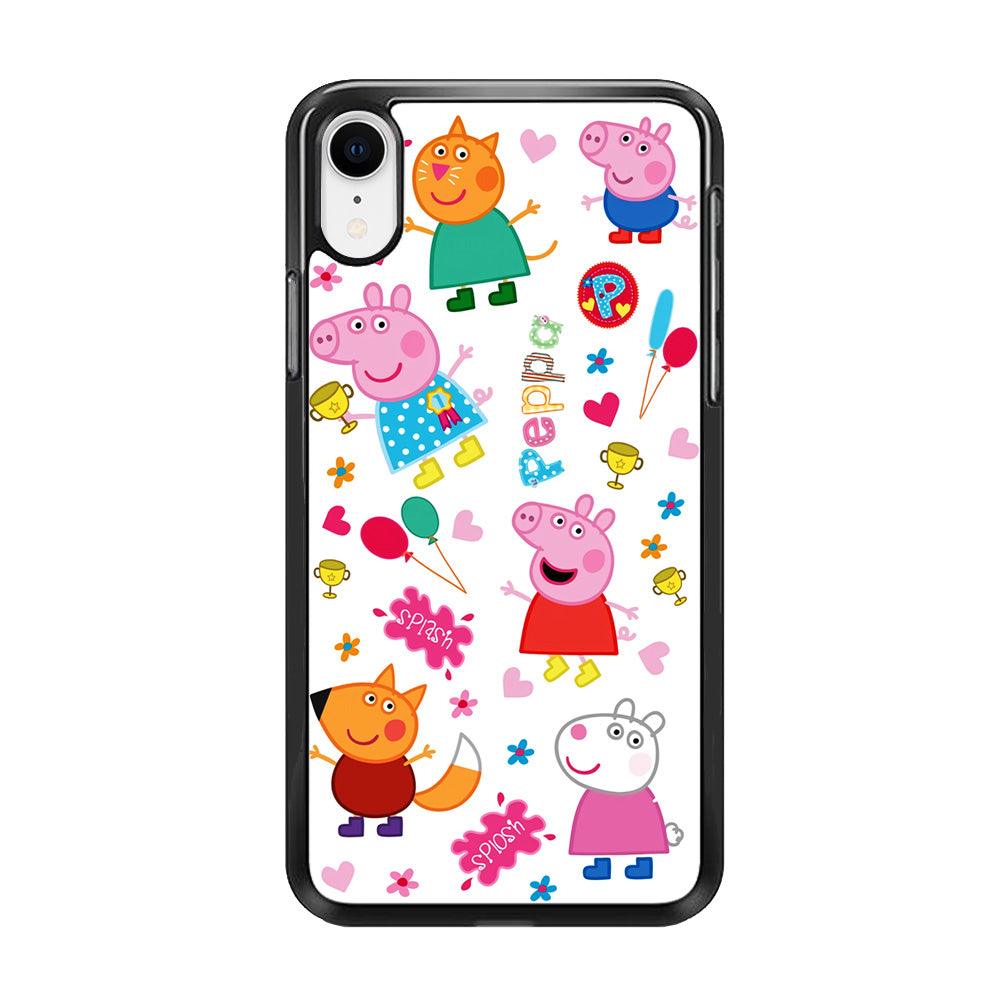 Peppa Pig and Friend iPhone XR Case-Rubber / Black (2D Case)-Xtracase