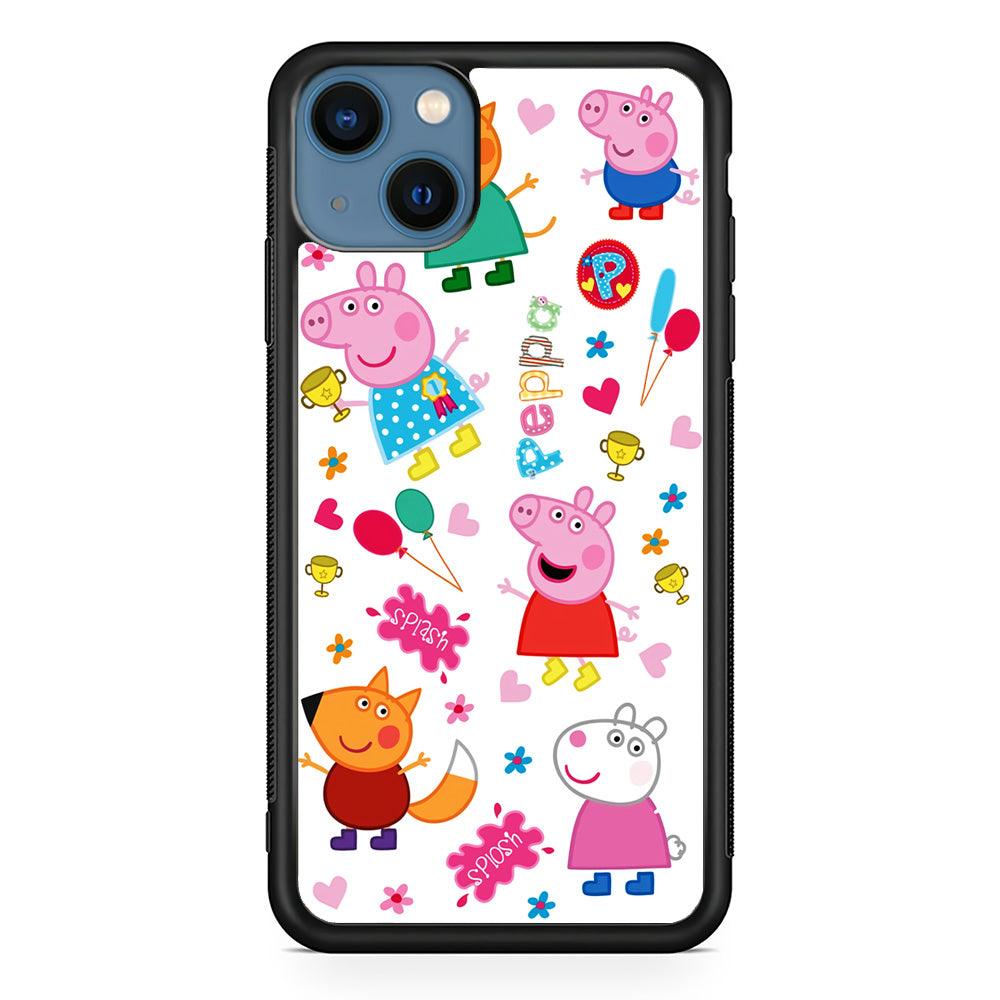 Peppa Pig and Friend iPhone 13 Case-Rubber / Black (2D Case)-Xtracase