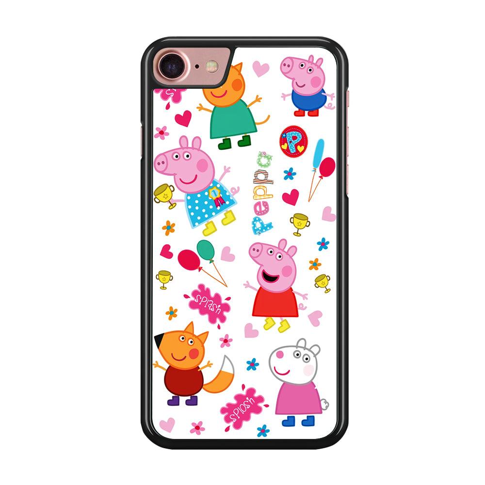 Peppa Pig and Friend iPhone SE 2020 Case-Rubber / Black (2D Case)-Xtracase