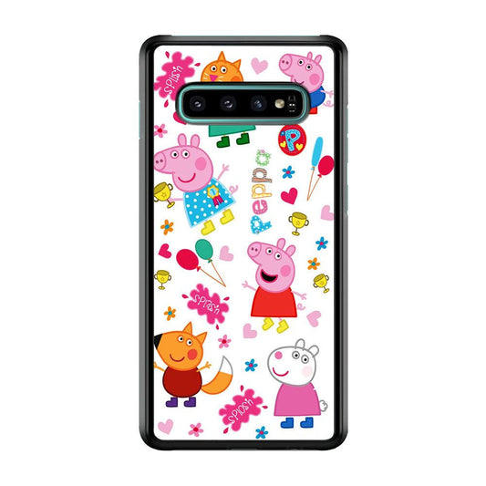 Peppa Pig and Friend Samsung Galaxy S10 Plus Case-Rubber / White (2D Case)-Xtracase