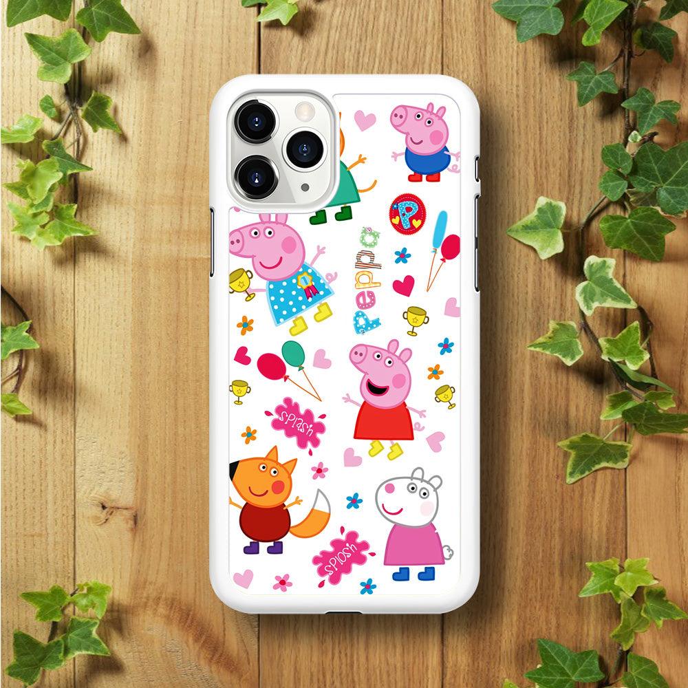 Peppa Pig and Friend iPhone 11 Pro Case-Rubber / White (2D Case)-Xtracase