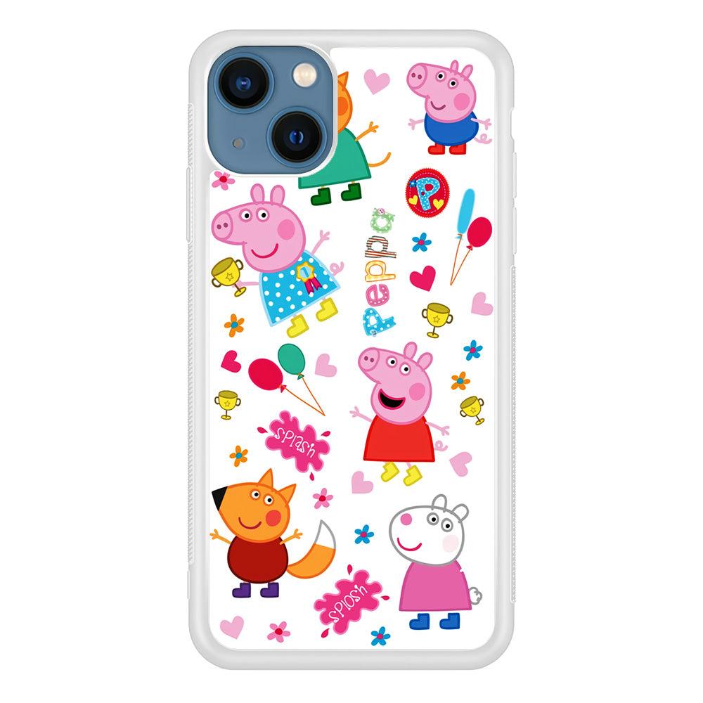Peppa Pig and Friend iPhone 13 Case-Rubber / White (2D Case)-Xtracase