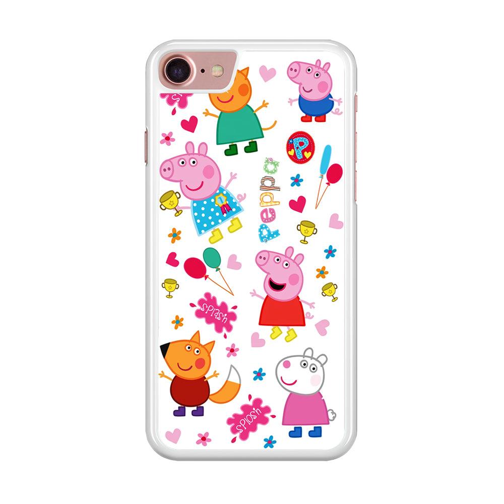 Peppa Pig and Friend iPhone SE 2020 Case-Rubber / White (2D Case)-Xtracase