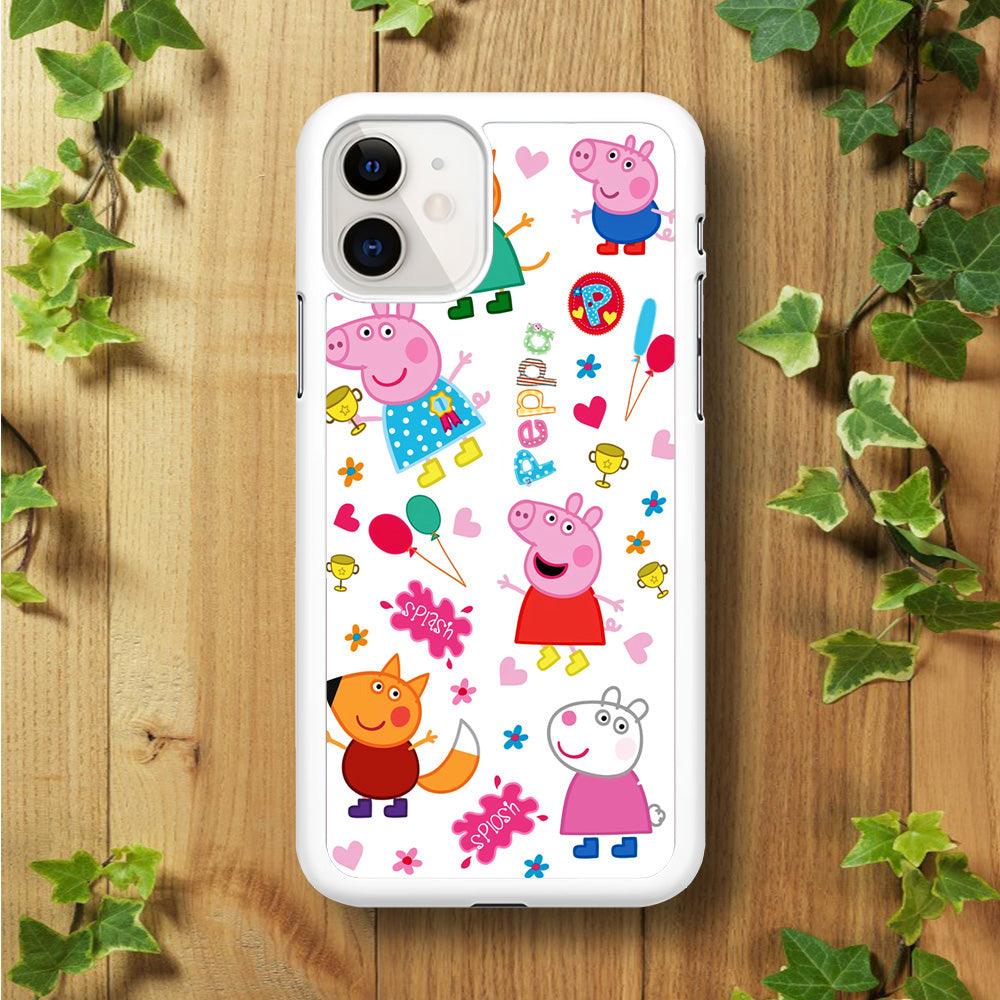 Peppa Pig and Friend iPhone 11 Case-Rubber / White (2D Case)-Xtracase