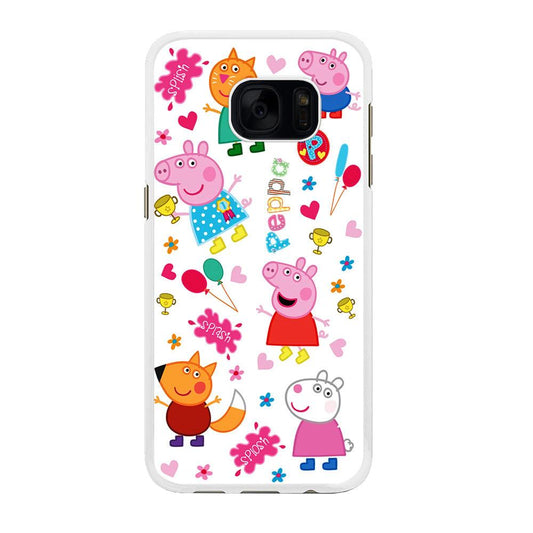 Peppa Pig and Friend Samsung Galaxy S7 Edge Case-Rubber / White (2D Case)-Xtracase