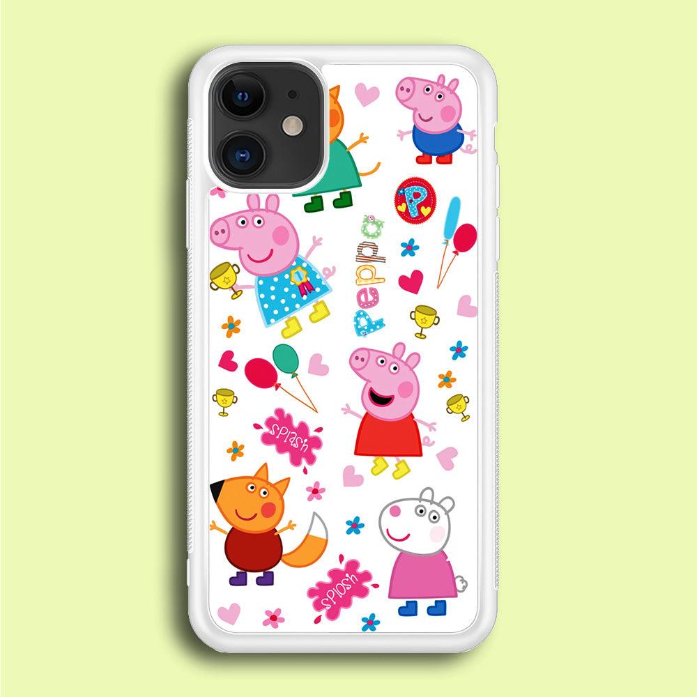 Peppa Pig and Friend iPhone 12 Case-Rubber / White (2D Case)-Xtracase