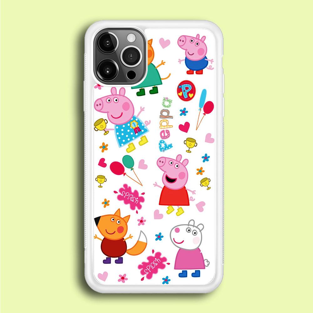Peppa Pig and Friend iPhone 12 Pro Case-Rubber / White (2D Case)-Xtracase