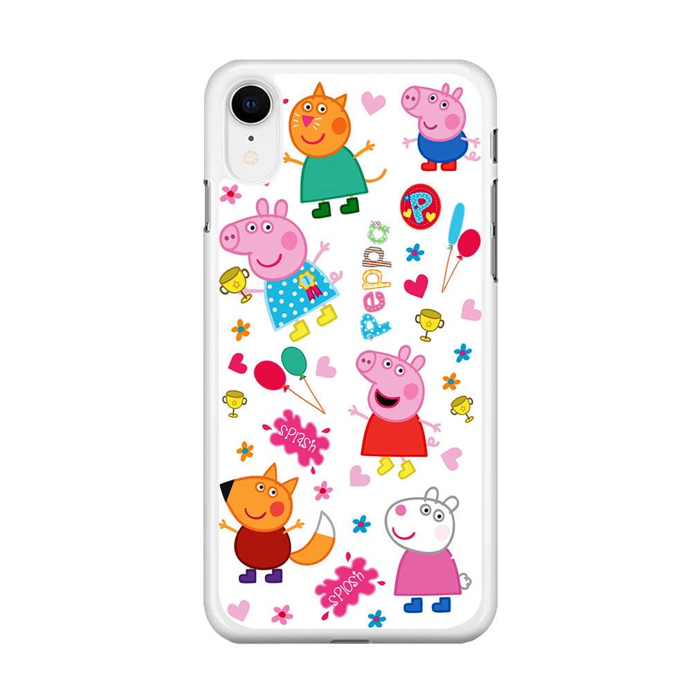Peppa Pig and Friend iPhone XR Case-Rubber / White (2D Case)-Xtracase