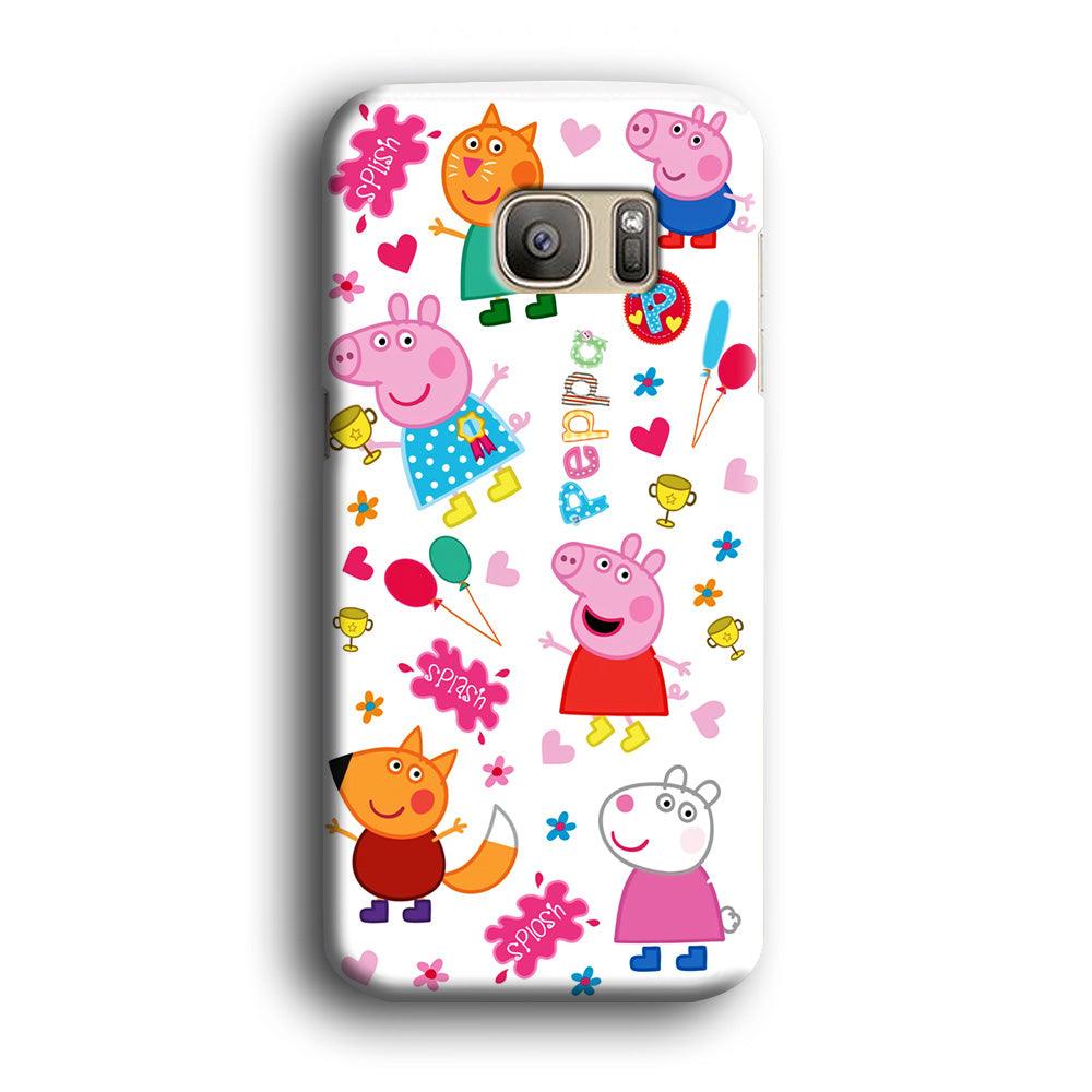 Peppa Pig and Friend Samsung Galaxy S7 Edge Case-Plastic / Full Wrap (3D Case)-Xtracase