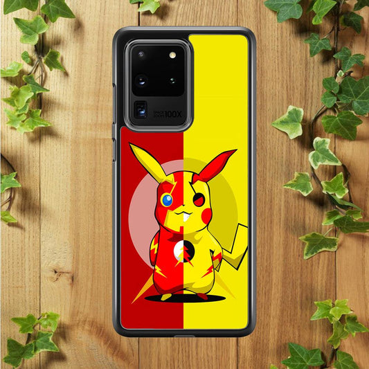 Pikachu and Flash Crossover Samsung Galaxy S20 Ultra Case-Rubber / Black (2D Case)-Xtracase