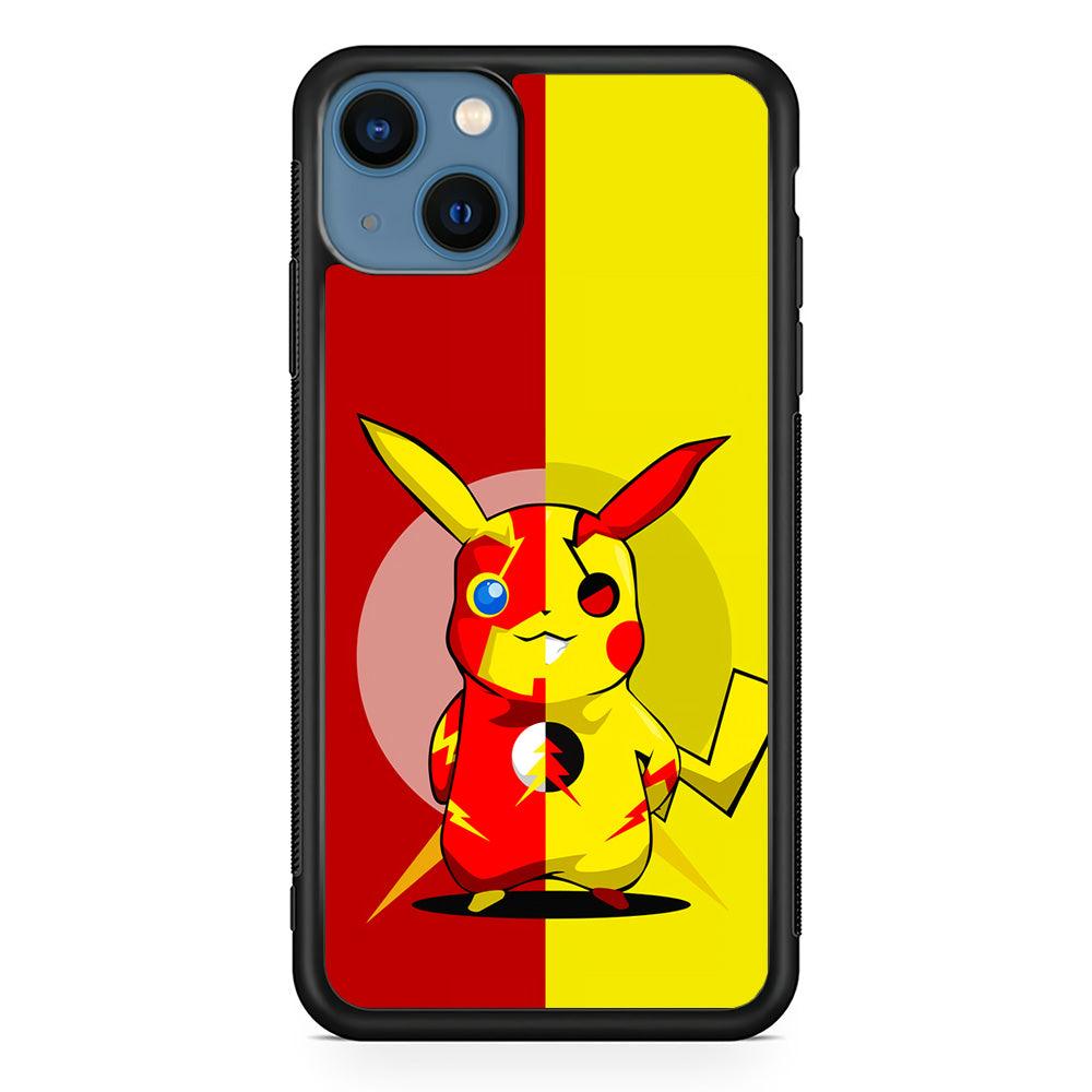Pikachu and Flash Crossover iPhone 13 Pro Case-Rubber / Black (2D Case)-Xtracase