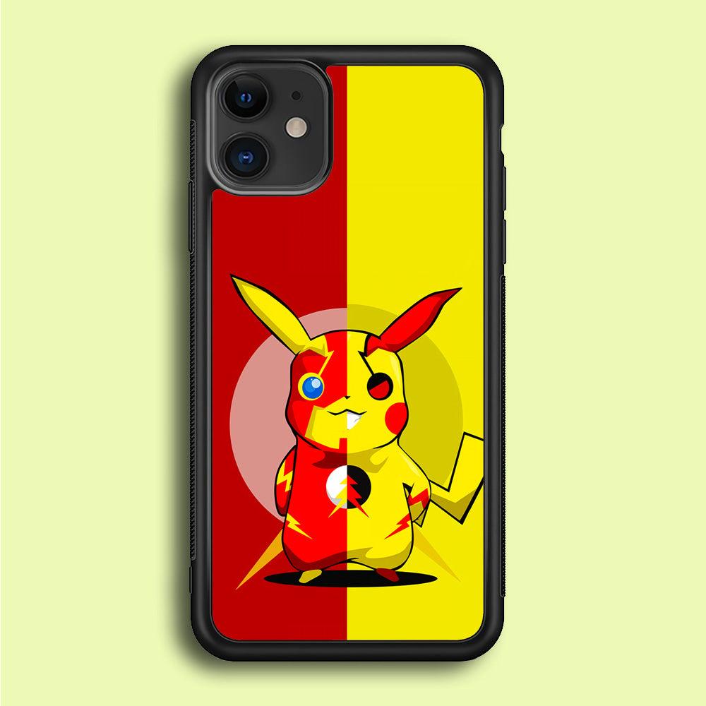Pikachu and Flash Crossover iPhone 12 Mini Case-Rubber / Black (2D Case)-Xtracase