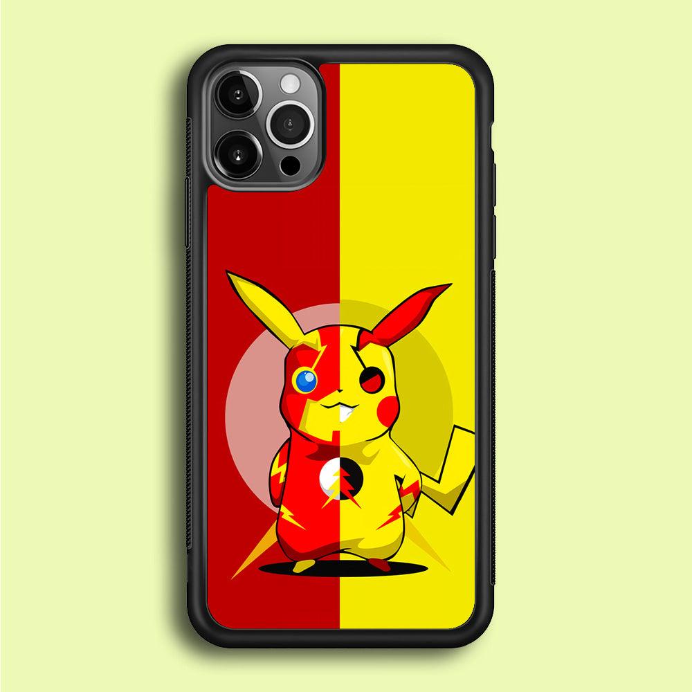 Pikachu and Flash Crossover iPhone 12 Pro Case-Rubber / Black (2D Case)-Xtracase