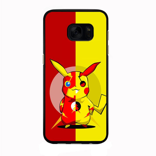 Pikachu and Flash Crossover Samsung Galaxy S7 Edge Case-Rubber / Black (2D Case)-Xtracase