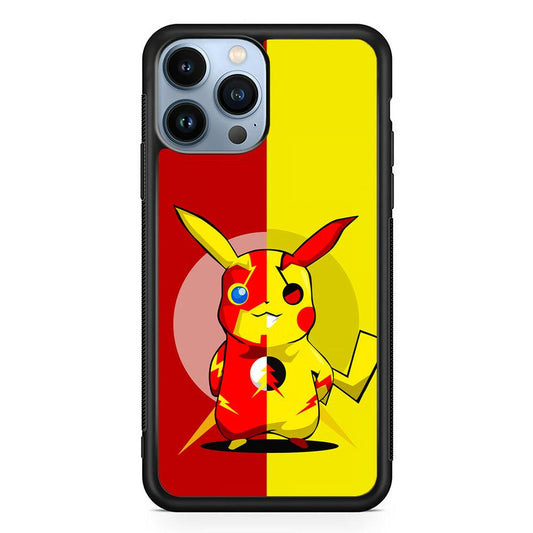 Pikachu and Flash Crossover iPhone 13 Pro Max Case-Rubber / Black (2D Case)-Xtracase