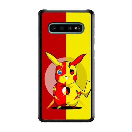 Pikachu and Flash Crossover Samsung Galaxy S10 Plus Case-Rubber / White (2D Case)-Xtracase