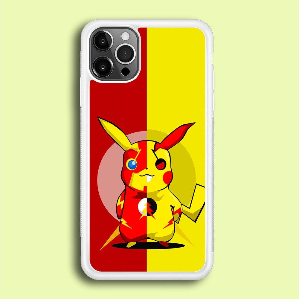 Pikachu and Flash Crossover iPhone 12 Pro Case-Rubber / White (2D Case)-Xtracase