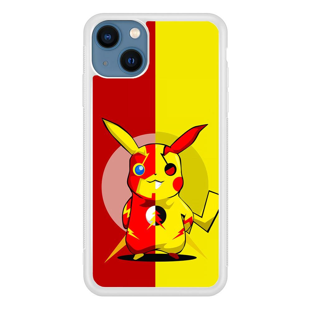 Pikachu and Flash Crossover iPhone 13 Pro Case-Rubber / White (2D Case)-Xtracase