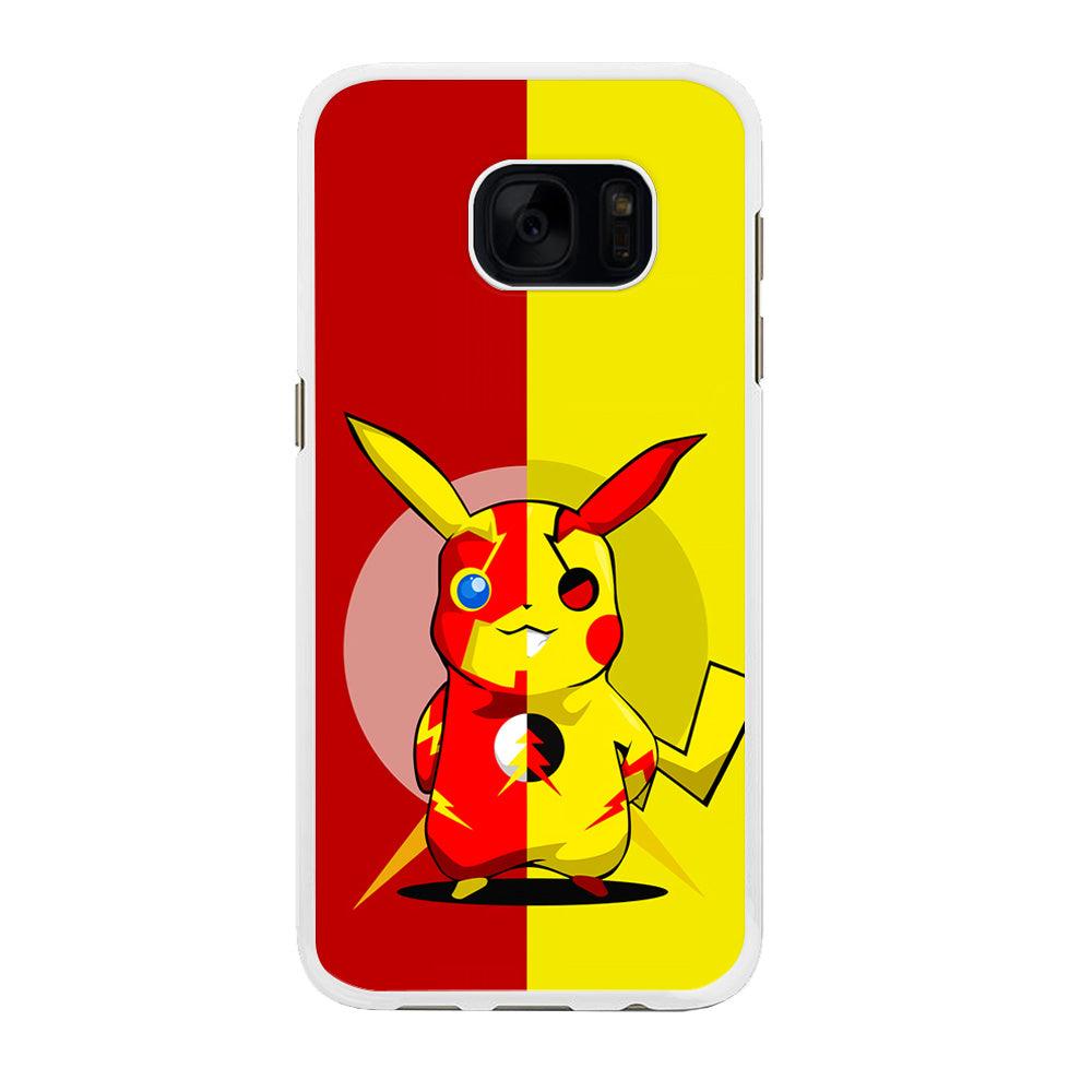 Pikachu and Flash Crossover Samsung Galaxy S7 Edge Case-Rubber / White (2D Case)-Xtracase