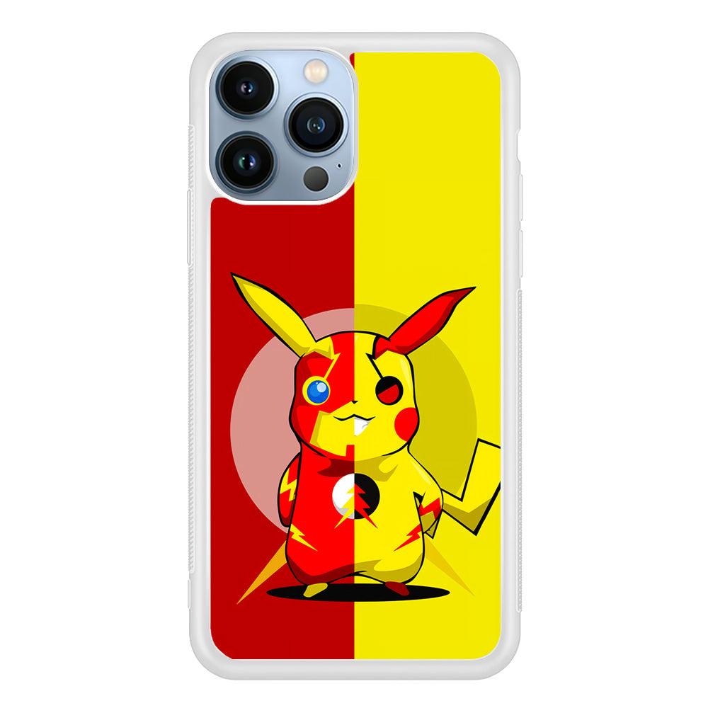 Pikachu and Flash Crossover iPhone 13 Pro Max Case-Rubber / White (2D Case)-Xtracase