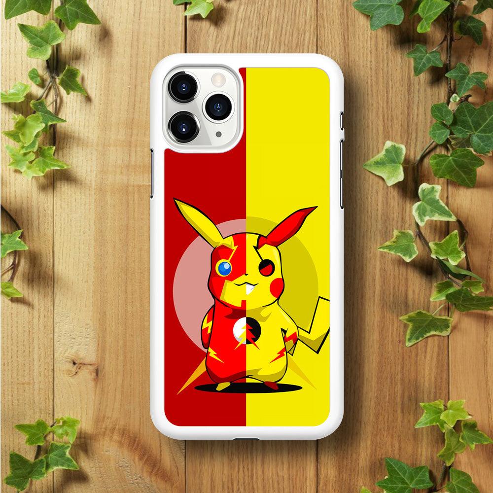 Pikachu and Flash Crossover iPhone 11 Pro Max Case-Rubber / White (2D Case)-Xtracase