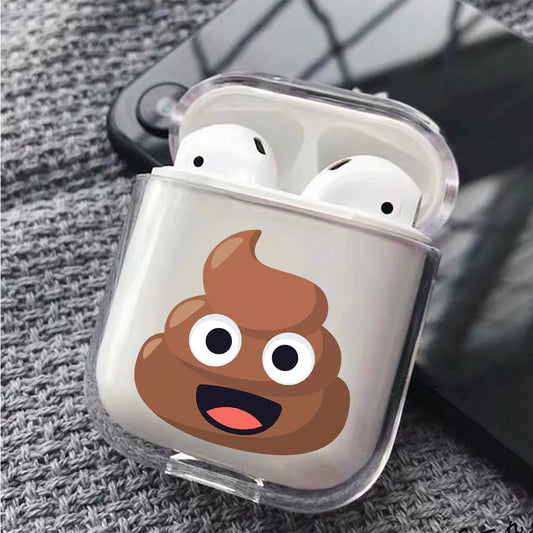 Pile of Poo Emoji Hard Plastic Protective Clear Case Cover For Apple Airpods