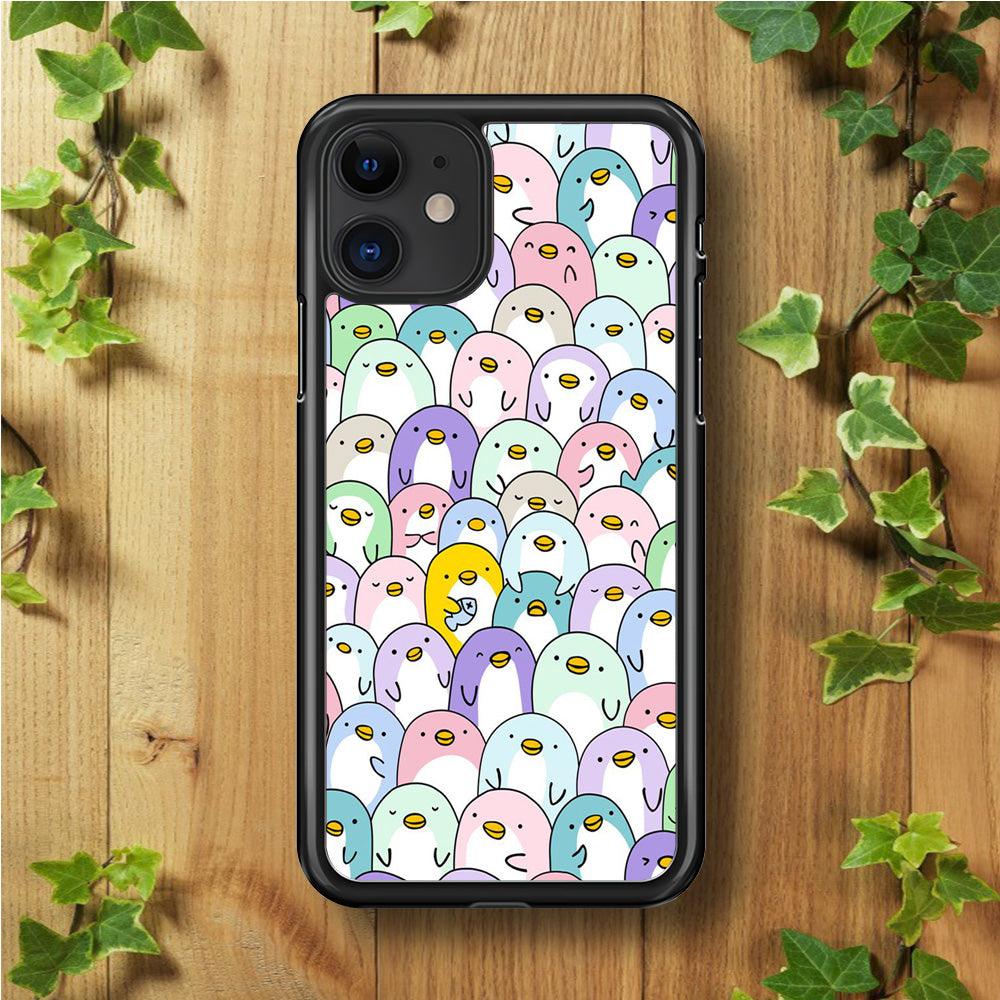 Pinguins Doodle iPhone 11 Case-Rubber / Black (2D Case)-Xtracase