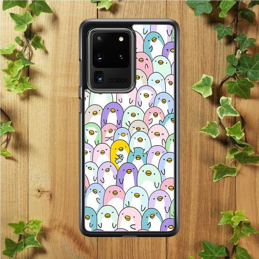 Pinguins Doodle Samsung Galaxy S20 Ultra Case-Rubber / White (2D Case)-Xtracase