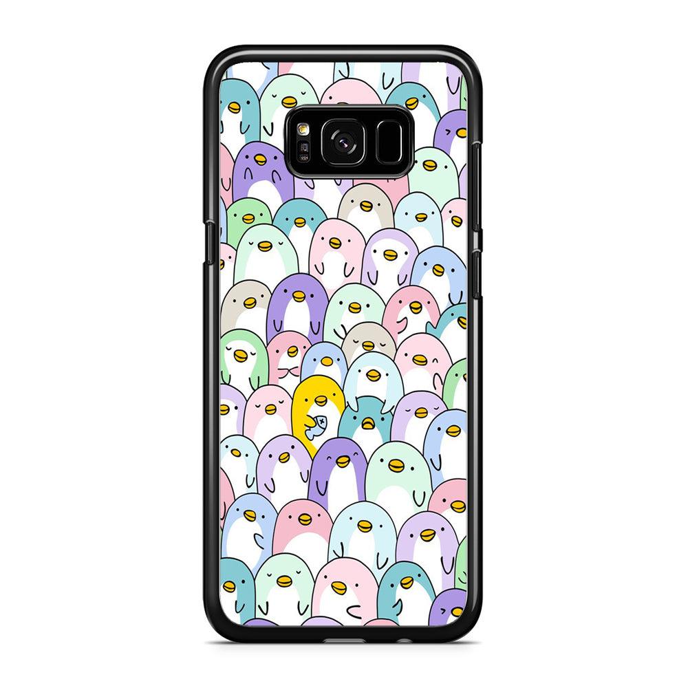 Pinguins Doodle Samsung Galaxy S8 Case-Rubber / Black (2D Case)-Xtracase