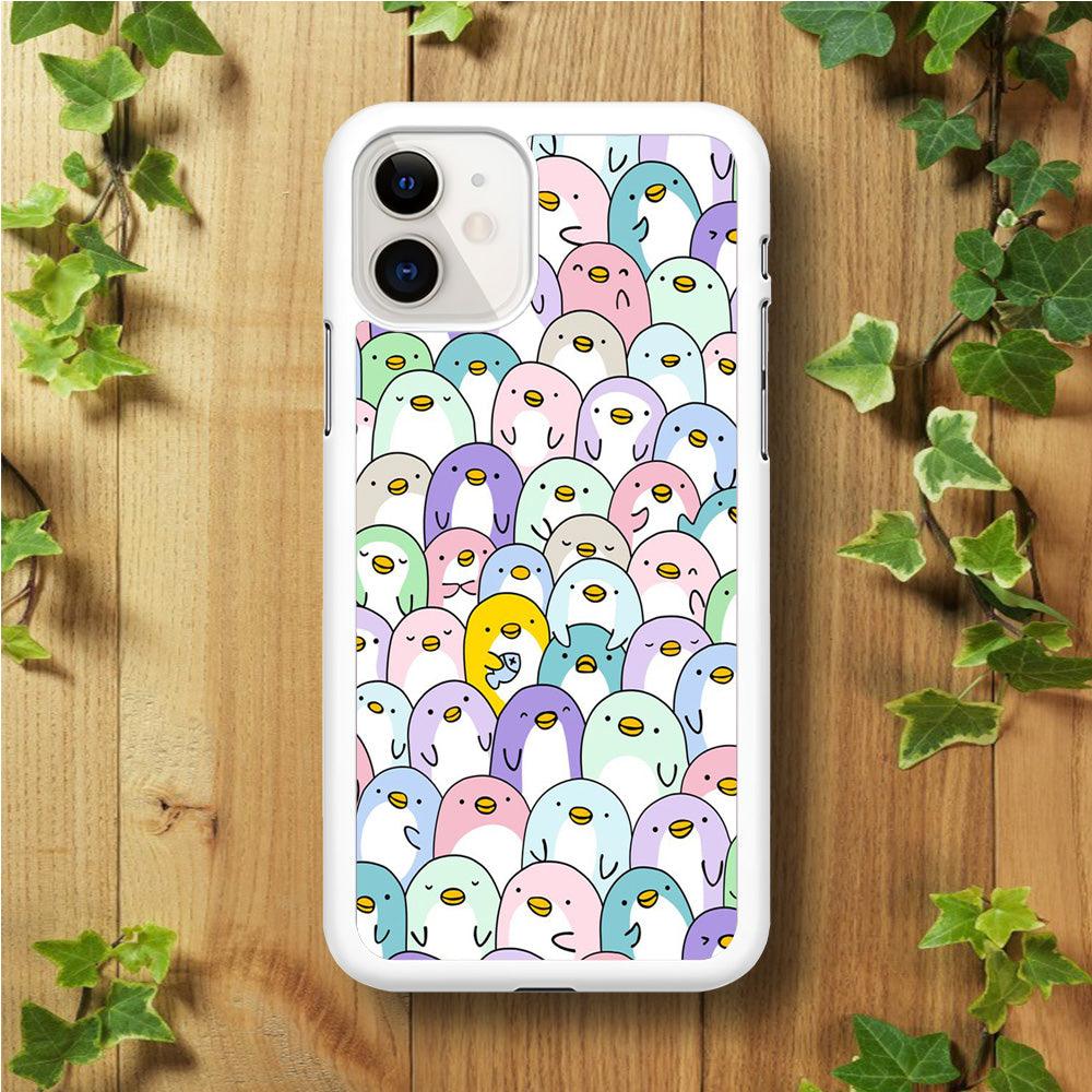 Pinguins Doodle iPhone 11 Case-Rubber / White (2D Case)-Xtracase
