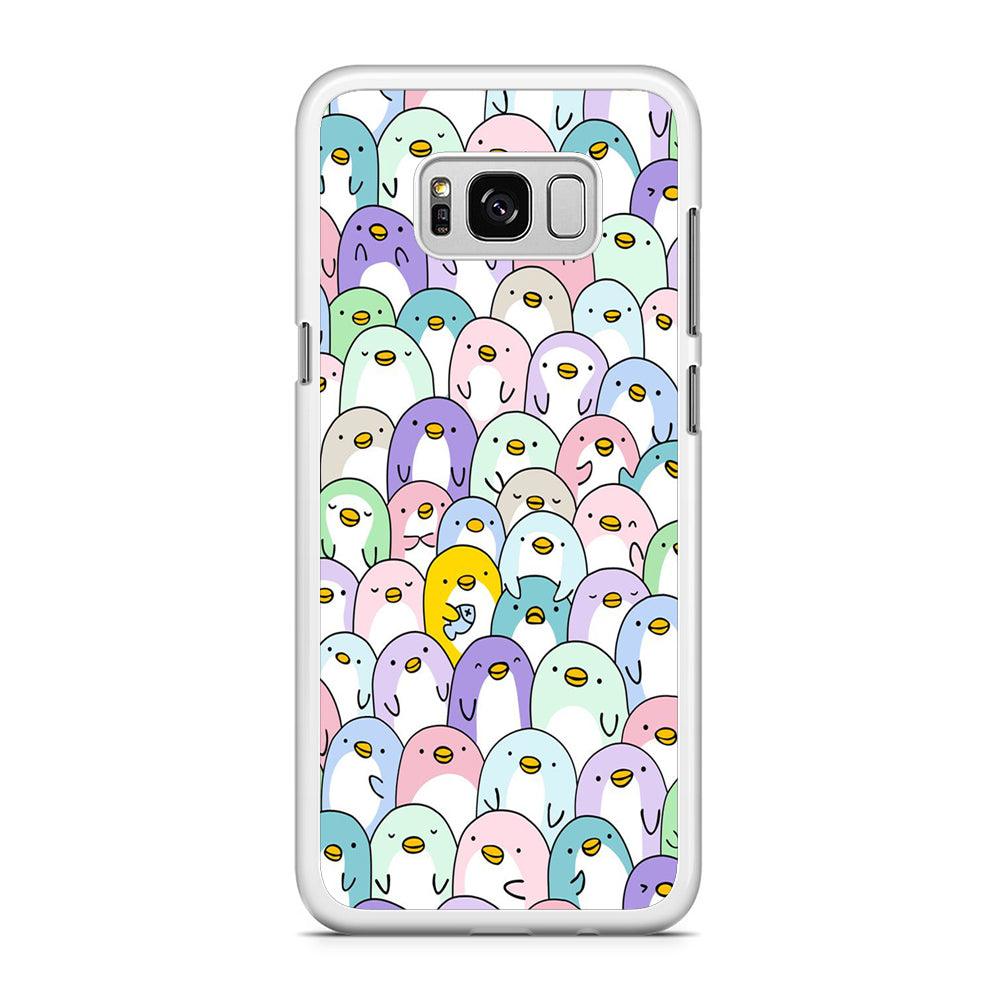 Pinguins Doodle Samsung Galaxy S8 Case-Rubber / White (2D Case)-Xtracase