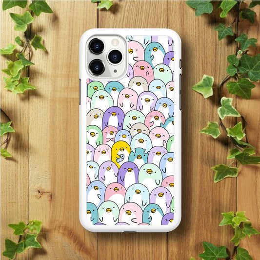 Pinguins Doodle iPhone 11 Pro Case-Rubber / White (2D Case)-Xtracase